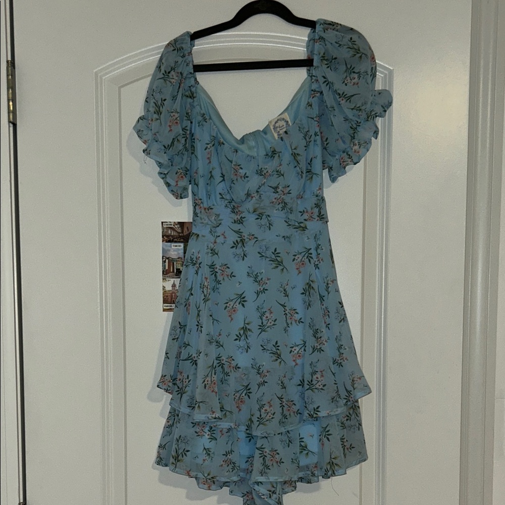 Blue Rain Light Blue Floral Kids Dress